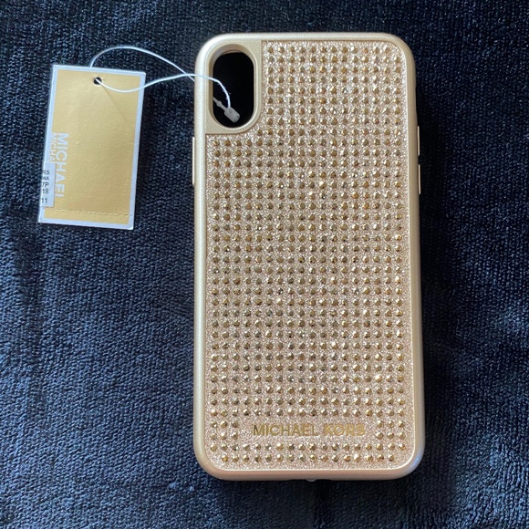 NIB Michael Kors Gold gem iPhone X Snap on case - Picture 1 of 5